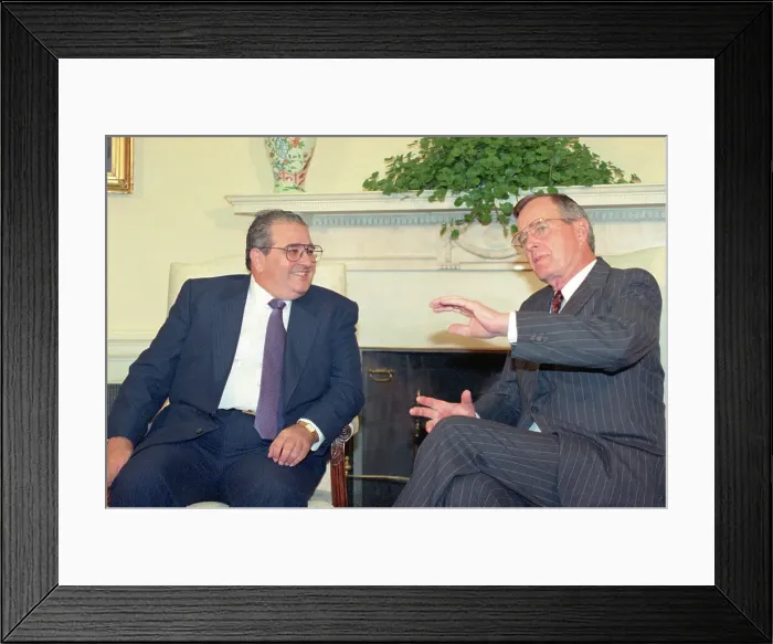 Framed Print : George Bush and Guillermo Endara Conversing