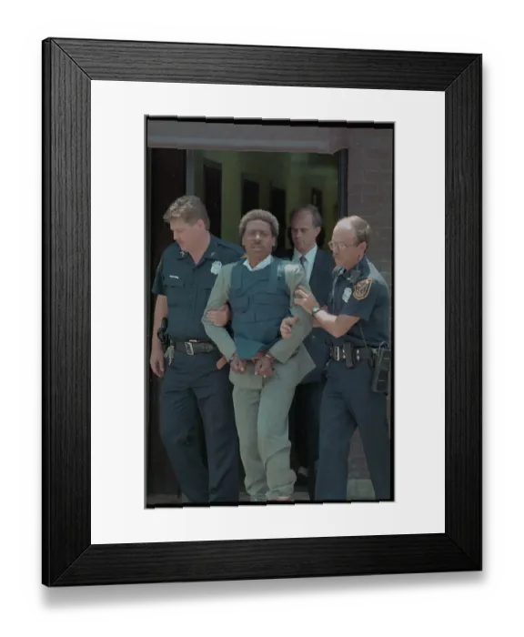 Framed Print : Police Escorting Sniper James Calvin Brady into Custody Framed Print : Police Escorting Sniper James Calvin Brady into Custody