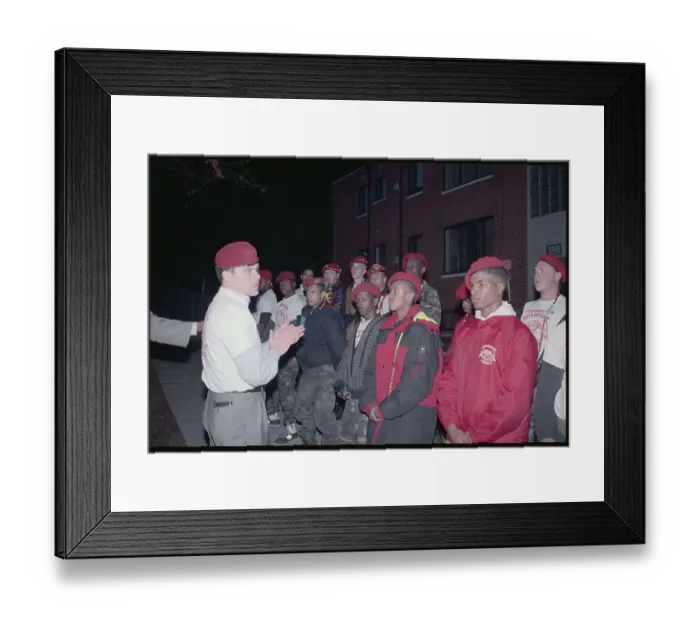 Framed Print : Curtis Sliwa and His Guardian Angels Organizing Themselves for Duty Framed Print : Curtis Sliwa and His Guardian Angels Organizing Themselves for Duty