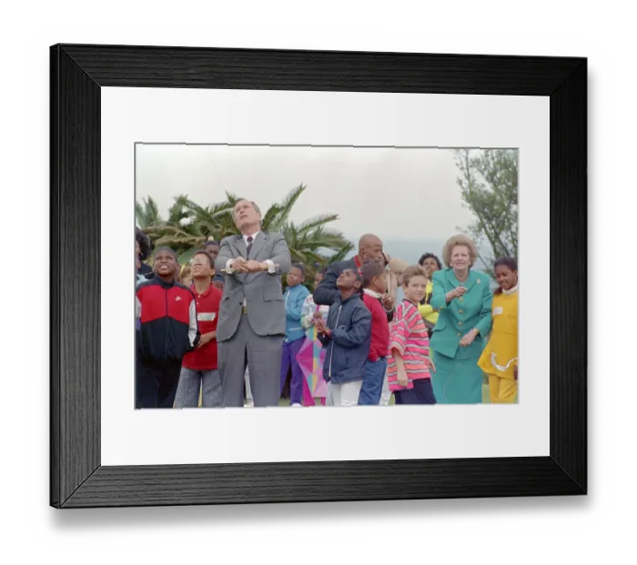 Framed Print : George Bush and Margaret Thatcher Flying Kites Framed Print : George Bush and Margaret Thatcher Flying Kites