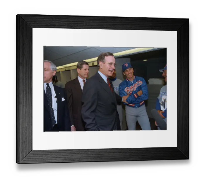 Framed Print : George Bush and Nolan Ryan Meeting Framed Print : George Bush and Nolan Ryan Meeting