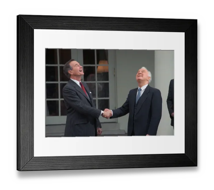 Framed Print : George Bush and Eduard Shevardnadze Shaking Hands Framed Print : George Bush and Eduard Shevardnadze Shaking Hands