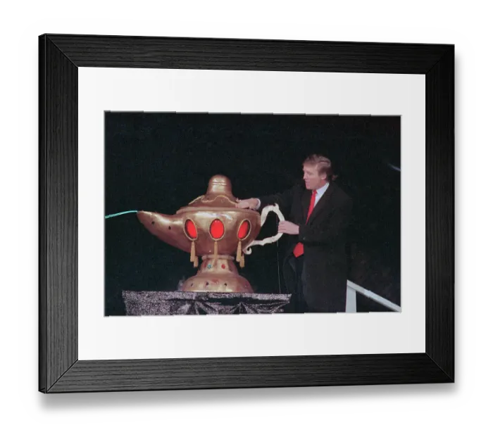 Framed Print : Donald Trump Rubbing Huge Lamp Framed Print : Donald Trump Rubbing Huge Lamp
