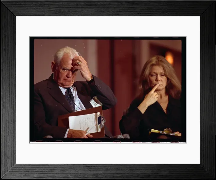 Framed Print : William Westmoreland and Gloria Steinem Talking at Panel Discussion Framed Print : William Westmoreland and Gloria Steinem Talking at Panel Discussion