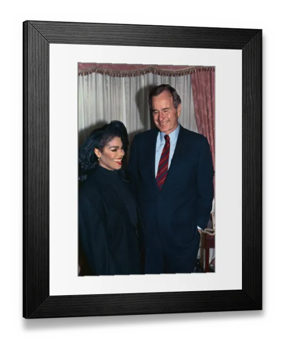 Framed Print : Janet Jackson and George Bush Framed Print : Janet Jackson and George Bush