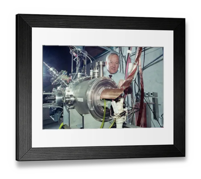Framed Print : Russel Huson with Ion Source Generator Framed Print : Russel Huson with Ion Source Generator