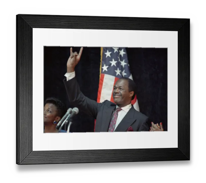 Framed Print : Marion Barry Waving to Crowd Framed Print : Marion Barry Waving to Crowd