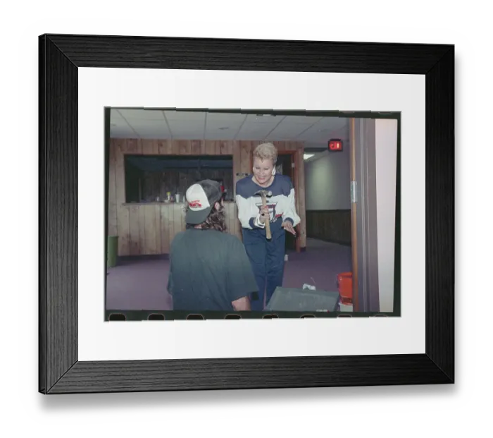Framed Print : Tammy Faye Bakker Holding Hammer Framed Print : Tammy Faye Bakker Holding Hammer
