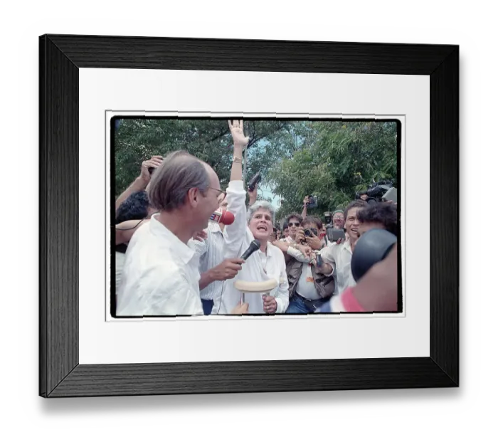 Framed Print : Violeta Chamorro Waves to Crowd Framed Print : Violeta Chamorro Waves to Crowd