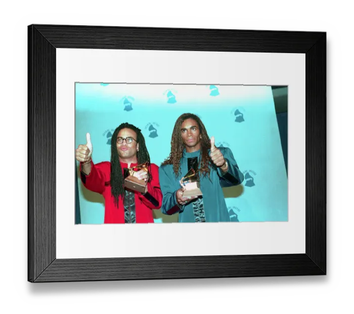 Framed Print : Milli Vanilli Posing with Grammy Award