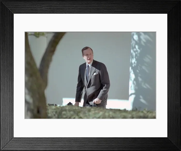 Framed Print : George Bush Peeking Around Corner Framed Print : George Bush Peeking Around Corner