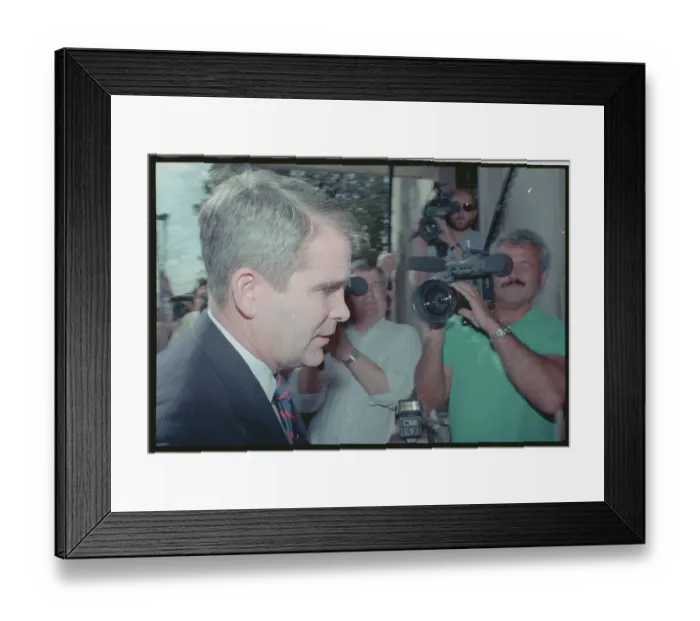 Framed Print : Oliver North Arriving at Court Framed Print : Oliver North Arriving at Court