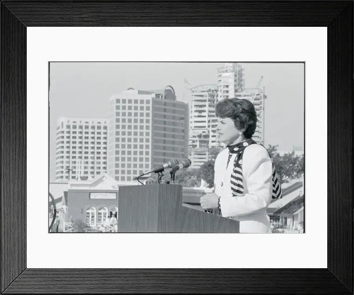 Framed Print : Mayor Dianne Feinstein Making Announcement Framed Print : Mayor Dianne Feinstein Making Announcement