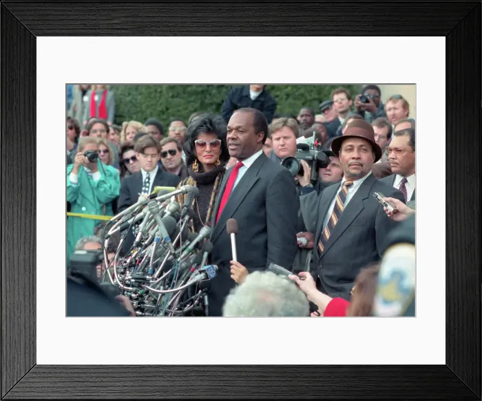 Framed Print : Marion Barry Speaking to Press with Wife Framed Print : Marion Barry Speaking to Press with Wife