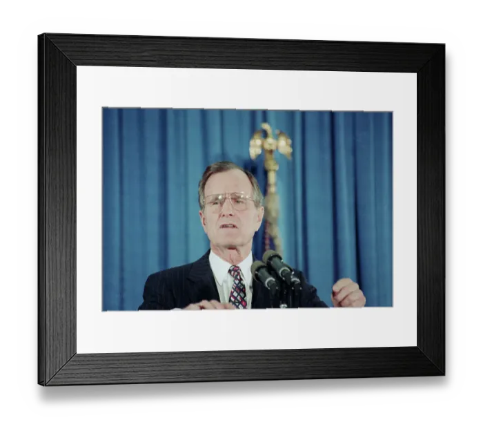 Framed Print : George Bush at Microphone During Speech Framed Print : George Bush at Microphone During Speech