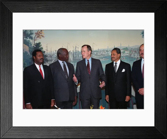 Framed Print : George Bush Chatting with Heads of State Framed Print : George Bush Chatting with Heads of State