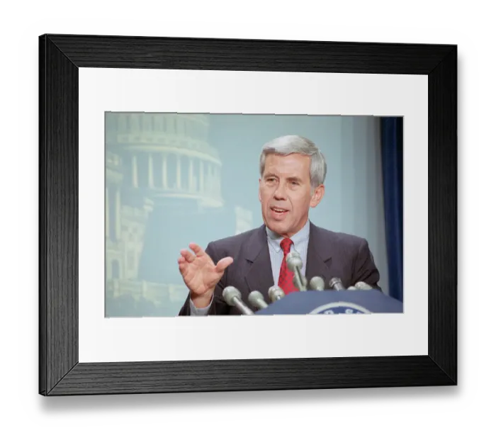 Framed Print : Richard Lugar Speaking at News Conference Framed Print : Richard Lugar Speaking at News Conference