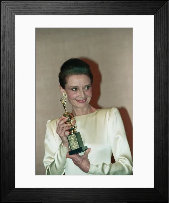 Framed Print : Audrey Hepburn Holding Cecil B. DeMille Award Framed Print : Audrey Hepburn Holding Cecil B. DeMille Award