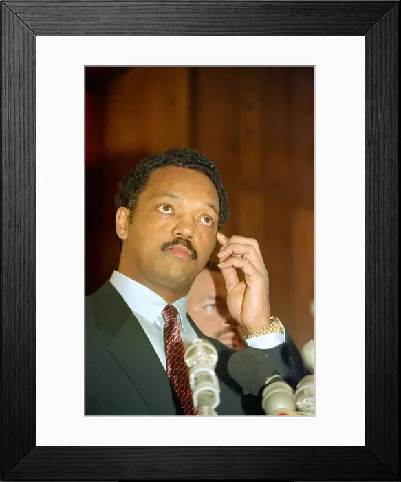 Framed Print : Jesse Jackson Addressing the Media