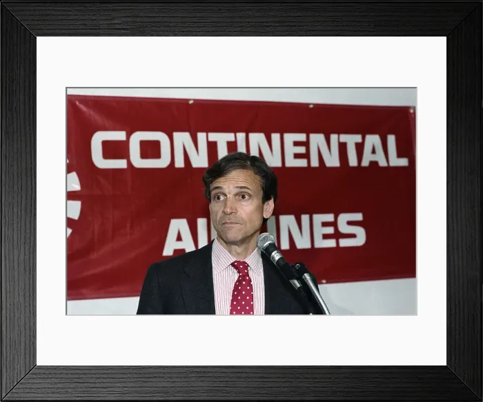 Framed Print : Frank Lorenzo at News Conference Framed Print : Frank Lorenzo at News Conference