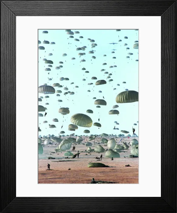 Framed Print : Paratroopers Line the Sky Framed Print : Paratroopers Line the Sky