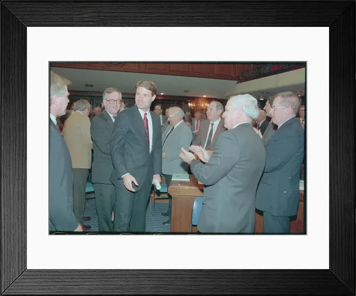 Framed Print : Governor Evan Bayh Arriving to Deliver Speech Framed Print : Governor Evan Bayh Arriving to Deliver Speech