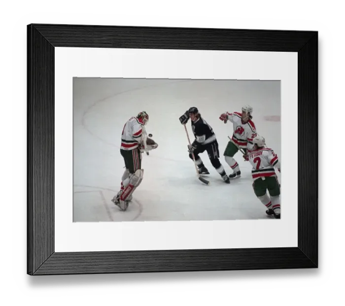 Framed Print : Goalie Stops Wayne Gretzky Shot Framed Print : Goalie Stops Wayne Gretzky Shot