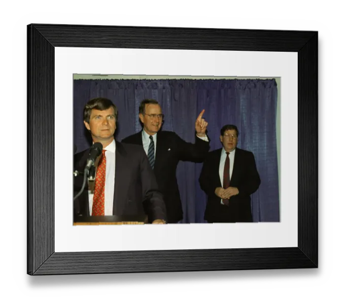 Framed Print : George Bush and Lee Atwater Addressing Workers