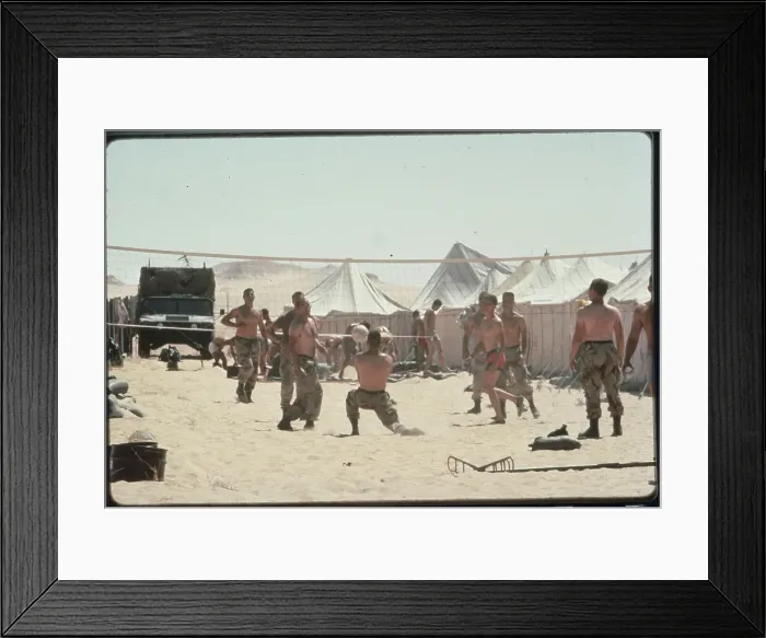 Framed Print : American Troops Exercising at Campsite Framed Print : American Troops Exercising at Campsite