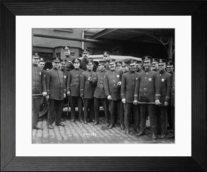 Framed Print : New York Policemen on Duty at Car Barn Framed Print : New York Policemen on Duty at Car Barn
