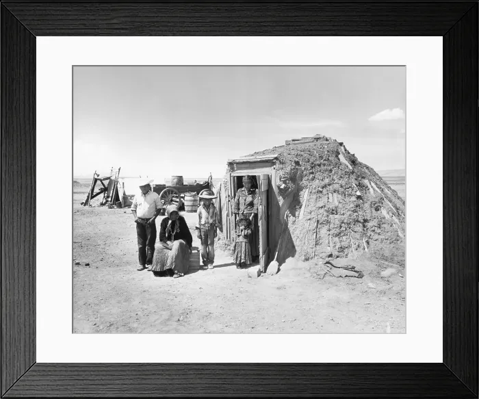 Framed Print : Navajo Family Outside Hogan Framed Print : Navajo Family Outside Hogan