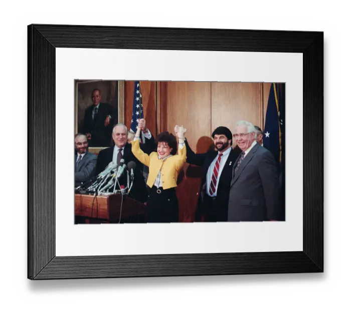 Framed Print : Paul Douglas and Elizabeth Dole at Press Conference Framed Print : Paul Douglas and Elizabeth Dole at Press Conference
