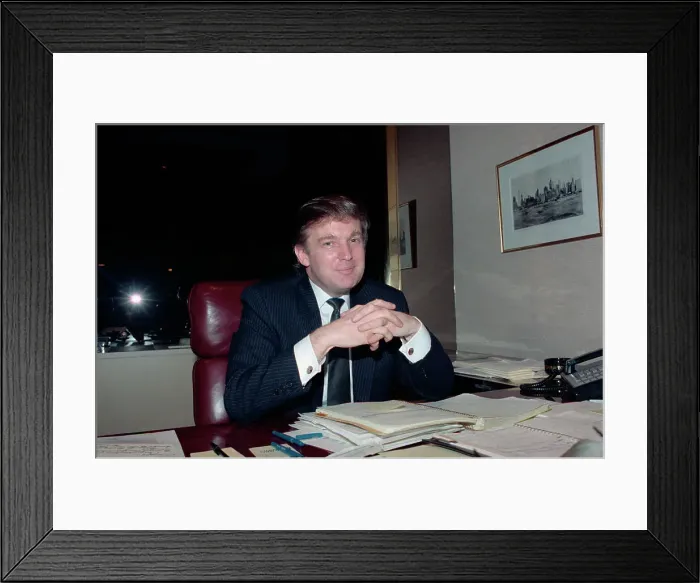Framed Print : Donald Trump Gestures at His Desk
