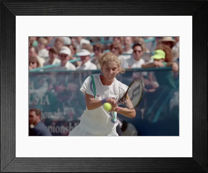 Framed Print : Tennis Player Monica Seles Playing Hard Framed Print : Tennis Player Monica Seles Playing Hard