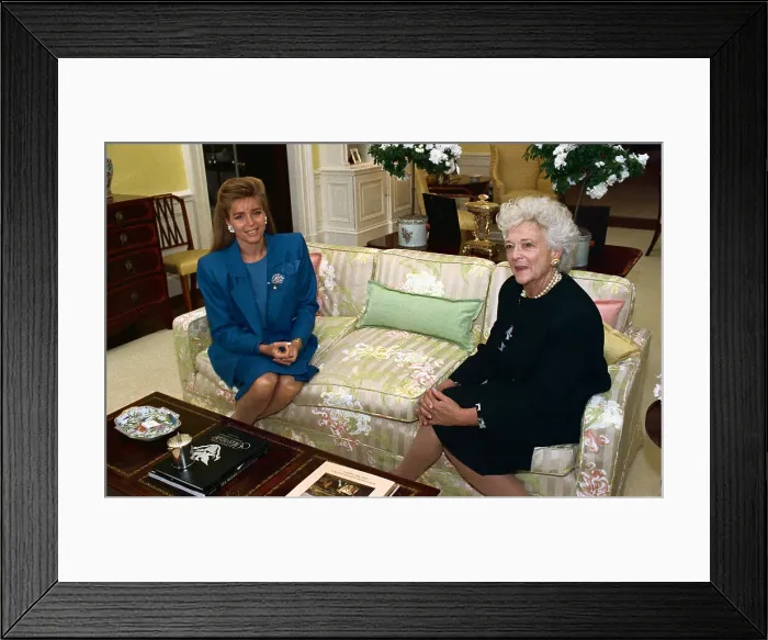 Framed Print : Barbara Bush and Queen Noor Having Tea Framed Print : Barbara Bush and Queen Noor Having Tea