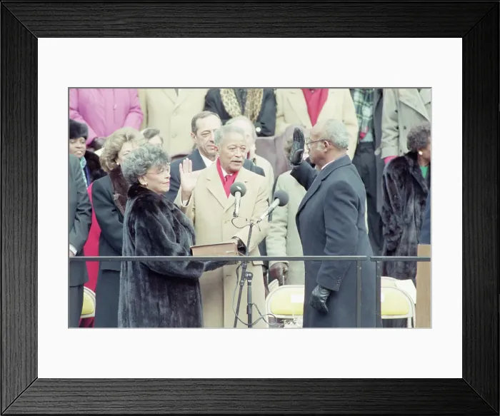 Framed Print : David Dinkins Sworn in as Mayor