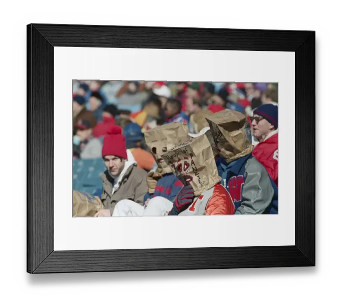 Framed Print : Atlanta Falcons Fans Wearing Bags on Heads