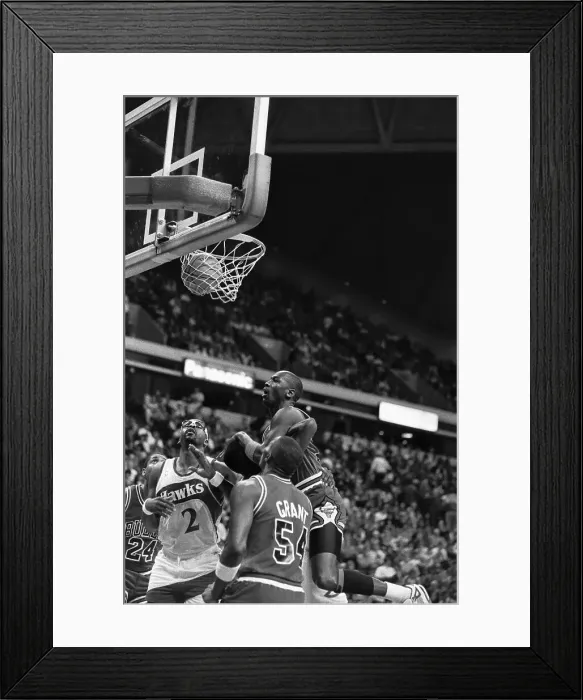 Framed Print : Michael Jordan in Action Against the Atlanta Hawks Framed Print : Michael Jordan in Action Against the Atlanta Hawks