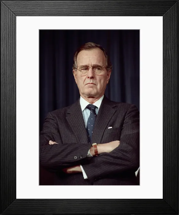 Framed Print : Portrait of George Bush Framed Print : Portrait of George Bush