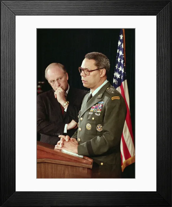Framed Print : Colin Powell Discussing Military Action Framed Print : Colin Powell Discussing Military Action