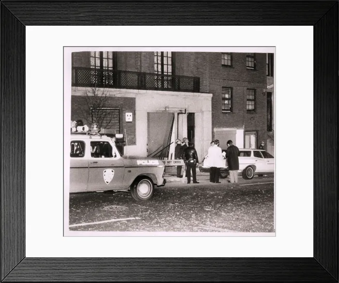 Framed Print : Police Looking at Bomb Damage Framed Print : Police Looking at Bomb Damage