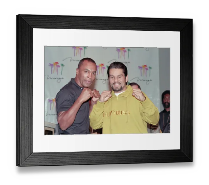 Framed Print : Sugar Ray Leonard at Roberto Duran Posing Framed Print : Sugar Ray Leonard at Roberto Duran Posing