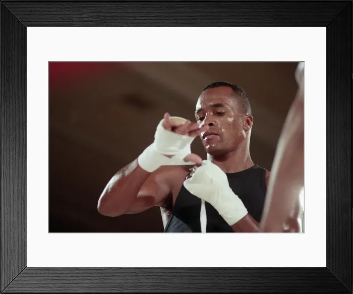 Framed Print : Sugar Ray Leonard Taping His Hands Framed Print : Sugar Ray Leonard Taping His Hands