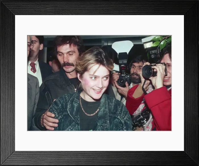 Framed Print : Nadia Comaneci and Friend at News Conference Framed Print : Nadia Comaneci and Friend at News Conference