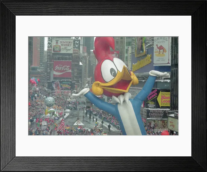 Framed Print : Woody Woodpecker Balloon Floating Through Times Square