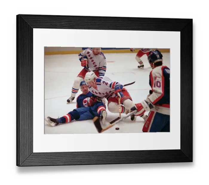 Framed Print : Brian Leetch and Dave Ellet Playing Ice Hockey