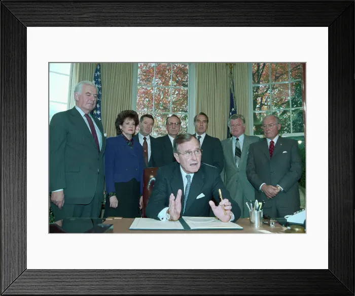 Framed Print : President Bush Signing Bill Framed Print : President Bush Signing Bill