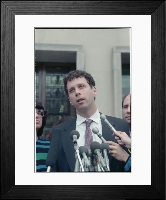 Framed Print : Reid Weingarten Talking to Media Framed Print : Reid Weingarten Talking to Media