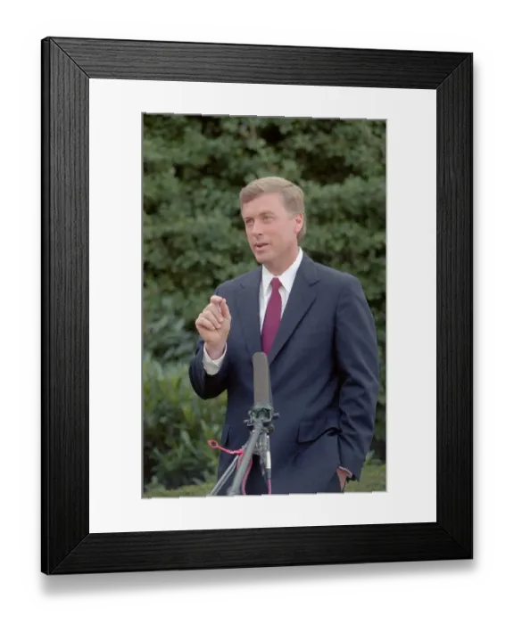 Framed Print : Dan Quayle Speaking to Reporters Framed Print : Dan Quayle Speaking to Reporters
