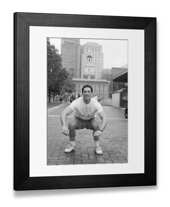 Framed Print : Man Performing Knee Bends Framed Print : Man Performing Knee Bends